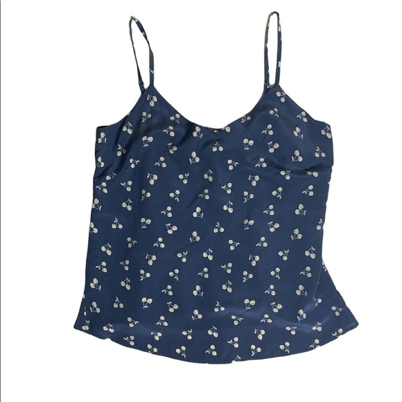 Amour Vert‎ Cherry Print Silk Ruffle Back Cami - Picture 1 of 6